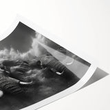 Elephant-themed wall art print showcasing vibrant colors and intricate details, rolled and ready for framing, ideal for wildlife enthusiasts and decor lovers.