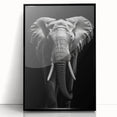 Framed acrylic wall art depicting a majestic elephant design in vibrant colors, showcasing intricate details and textures, enhancing any interior decor.