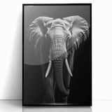 Framed acrylic wall art depicting a majestic elephant design in vibrant colors, showcasing intricate details and textures, enhancing any interior decor.