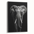 Framed canvas wall art showcasing a black and white side view of an elephant, featuring intricate details and textures, perfect for wildlife decor enthusiasts.
