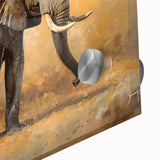Close-up of a detailed acrylic wall art piece showcasing a majestic elephant surrounded by vibrant, colorful designs, perfect for wildlife enthusiasts and home decor.