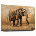 Side view of a vibrant acrylic glass wall art piece showcasing a stunning elephant design, ideal for wildlife enthusiasts and home decor, featuring intricate details and bright colors.
