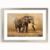 Framed wall art showcasing a stunning silver mat around an intricate elephant design, perfect for animal lovers and nature enthusiasts, adding elegance to any space.