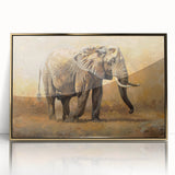 Framed wall art featuring a majestic elephant design in gold accents, showcasing intricate details against a textured background, perfect for wildlife enthusiasts and home decor.