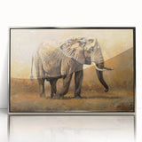 Framed acrylic wall art showcasing a striking front view of an elephant design, featuring intricate details and a sleek silver frame, perfect for animal lovers.