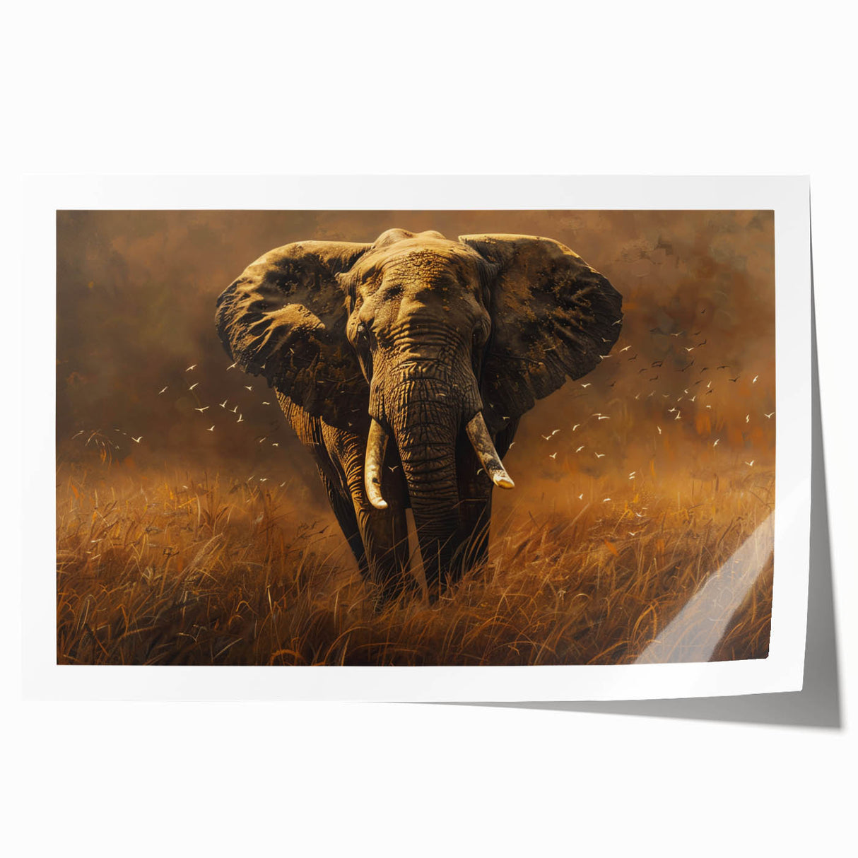 Vibrant wall art featuring a majestic elephant design, showcasing intricate details and earthy tones, perfect for wildlife enthusiasts and home decor.