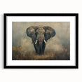 Framed wall art featuring a striking black and white elephant design, set against a minimalist mat, perfect for enhancing modern home decor or wildlife-themed spaces.
