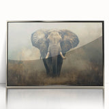 Framed acrylic wall art featuring a majestic African elephant design, highlighted in a silver frame. The artwork captures intricate details and vibrant colors, perfect for enhancing any room's decor. Ideal for wildlife enthusiasts and art collectors.