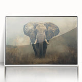 Framed wall art showcasing a stunning African elephant design on acrylic, featuring vibrant colors and intricate details, perfect for wildlife enthusiasts' decor.