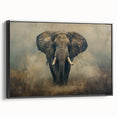 Framed wall art showcasing a striking side view of a majestic elephant, designed with intricate details and a vibrant color palette, perfect for animal lovers and home decor enthusiasts.