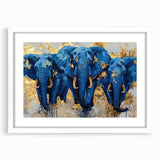 Framed wall art featuring a striking elephant design in a minimalist white frame with a mat, showcasing vibrant colors and intricate details for wildlife enthusiasts. Perfect for home decor or animal lovers.