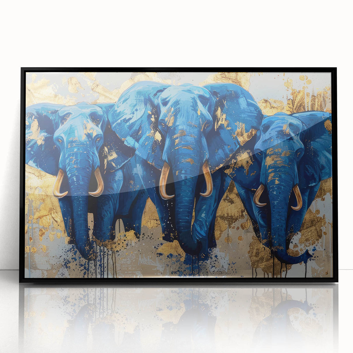 Framed wall art featuring a striking black and white design of an elephant, showcasing intricate details and textures, ideal for animal lovers and modern decor.