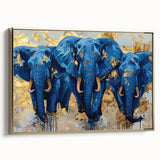 Framed wall art showcasing a majestic elephant in a gold-accented design, highlighting intricate details and textures, perfect for wildlife enthusiasts and home decor.