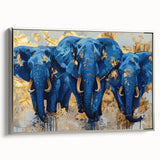Framed canvas wall art showcasing a detailed side view of a majestic elephant in a silver frame, perfect for enhancing nature-themed decor and wildlife enthusiasts’ spaces.