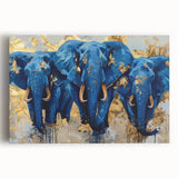 Stretched canvas wall art featuring a majestic African elephant in a vibrant, colorful design, perfect for wildlife enthusiasts and home decor.