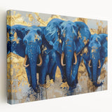 Stretched canvas wall art showcasing a majestic side view of an elephant in a vibrant natural setting, perfect for wildlife enthusiasts and home decor.
