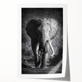 Vibrant rolled print featuring an intricate elephant design, showcasing detailed textures and earthy colors, ideal for enhancing home decor with wildlife art.