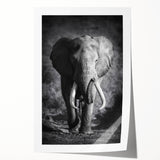 Vibrant rolled print featuring an intricate elephant design, showcasing detailed textures and earthy colors, ideal for enhancing home decor with wildlife art.