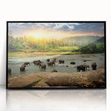 Framed wall art featuring a striking black and white design of an elephant, showcasing intricate details and textures, perfect for wildlife enthusiasts and home decor.