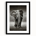 Elephant-themed wall art framed in black, showcasing intricate details and textures, perfect for wildlife enthusiasts and modern decor. Ideal for elevating any space.