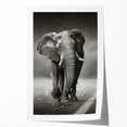 Vibrant elephant-themed wall art print showcasing a colorful, abstract design, perfect for animal lovers and home decor enthusiasts, rolled for easy display.