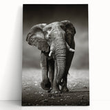 Stretched canvas wall art featuring a majestic African elephant design, showcasing intricate details and vibrant colors, perfect for nature lovers' decor.