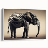 Framed canvas wall art showcasing a majestic elephant design in a minimalist white setting, perfect for animal lovers and nature-inspired decor. Ideal for enhancing modern interiors.