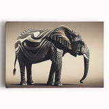 Majestic African elephant wall art on stretched canvas, showcasing intricate details and natural colors, perfect for adding a wildlife theme to home decor.