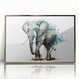 Framed wall art showcasing a detailed gold-accented illustration of an elephant, perfect for wildlife enthusiasts. Ideal for home decor, this vibrant piece adds a touch of elegance and nature-inspired charm to any space.