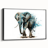 Framed canvas wall art showcasing a striking black and white side view of an elephant, perfect for wildlife enthusiasts and home decor, adding a touch of elegance to any space.