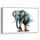 Framed wall art featuring a serene side view of an elephant against a white background, showcasing intricate details and textures that highlight wildlife artistry. Ideal for nature lovers and home decor enthusiasts.