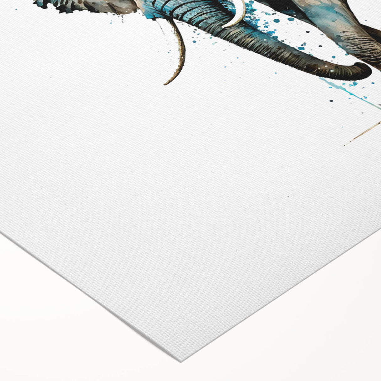 Elephant-themed wall art design on rolled canvas, showcasing vibrant colors and intricate details, perfect for adding a touch of wildlife decor to any space.