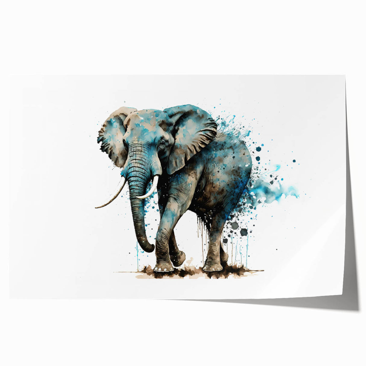 Elephant-themed wall art print showcasing intricate designs and vibrant colors, rolled for easy shipping and display, perfect for wildlife enthusiasts and decor lovers.