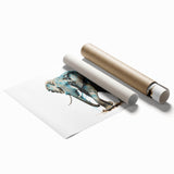 Elephant-themed wall art print showcasing a detailed illustration of an African elephant, featuring earthy tones and intricate patterns, rolled and ready for display.