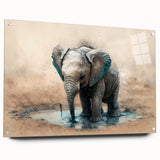 Side view of a stunning acrylic glass wall art piece showcasing a vibrant elephant design, ideal for wildlife enthusiasts and home decor lovers, featuring intricate details and a modern aesthetic. Perfect for adding a touch of nature-inspired elegance to any space.