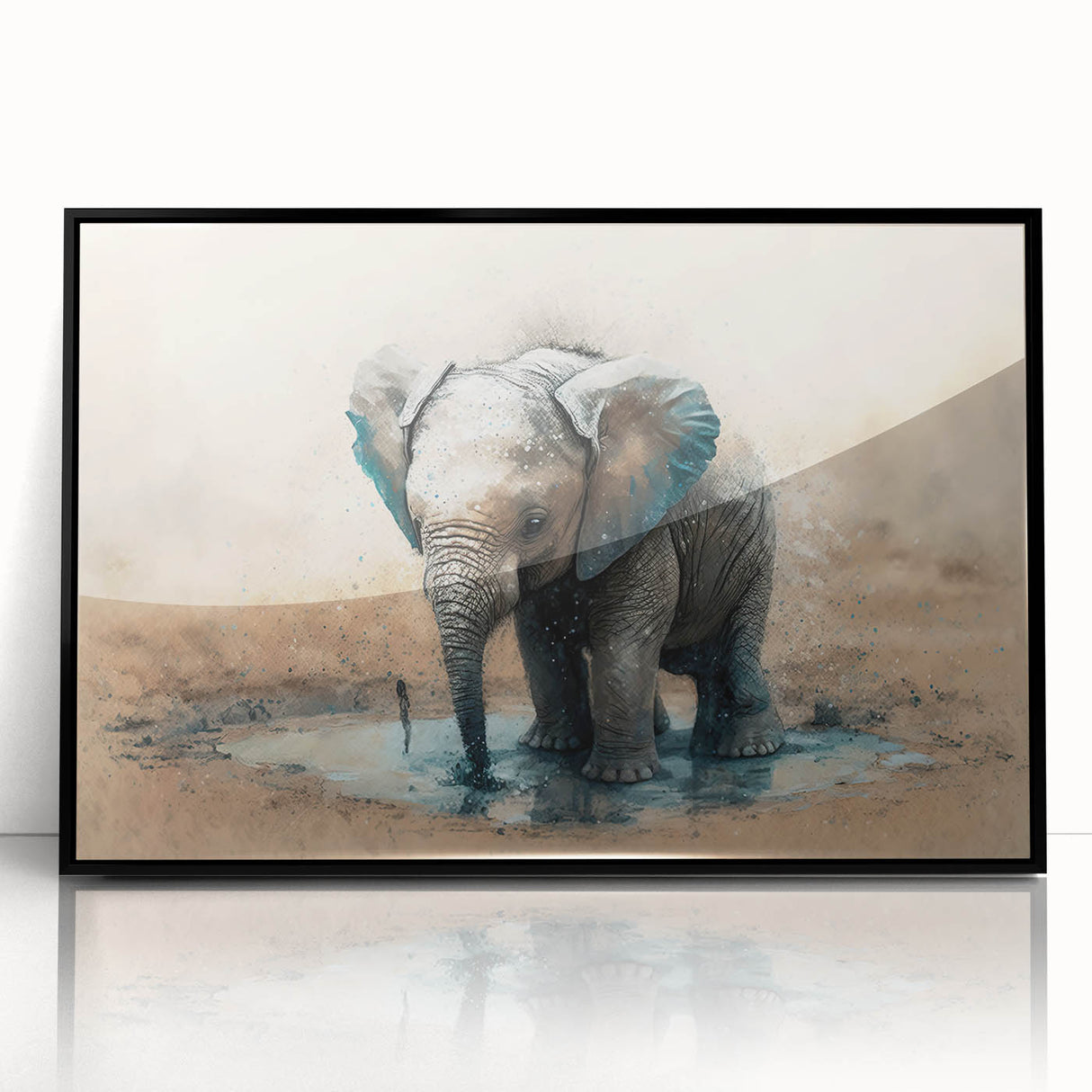 Framed wall art featuring a striking black and white design of an elephant, showcasing intricate details and textures, perfect for wildlife enthusiasts and home decor.