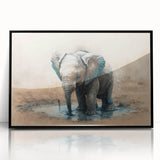 Framed wall art featuring a striking black and white design of an elephant, showcasing intricate details and textures, perfect for wildlife enthusiasts and home decor.