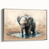 Framed canvas wall art showcasing a majestic silver side view of an elephant, perfect for wildlife lovers and home decor enthusiasts, adding a touch of elegance.