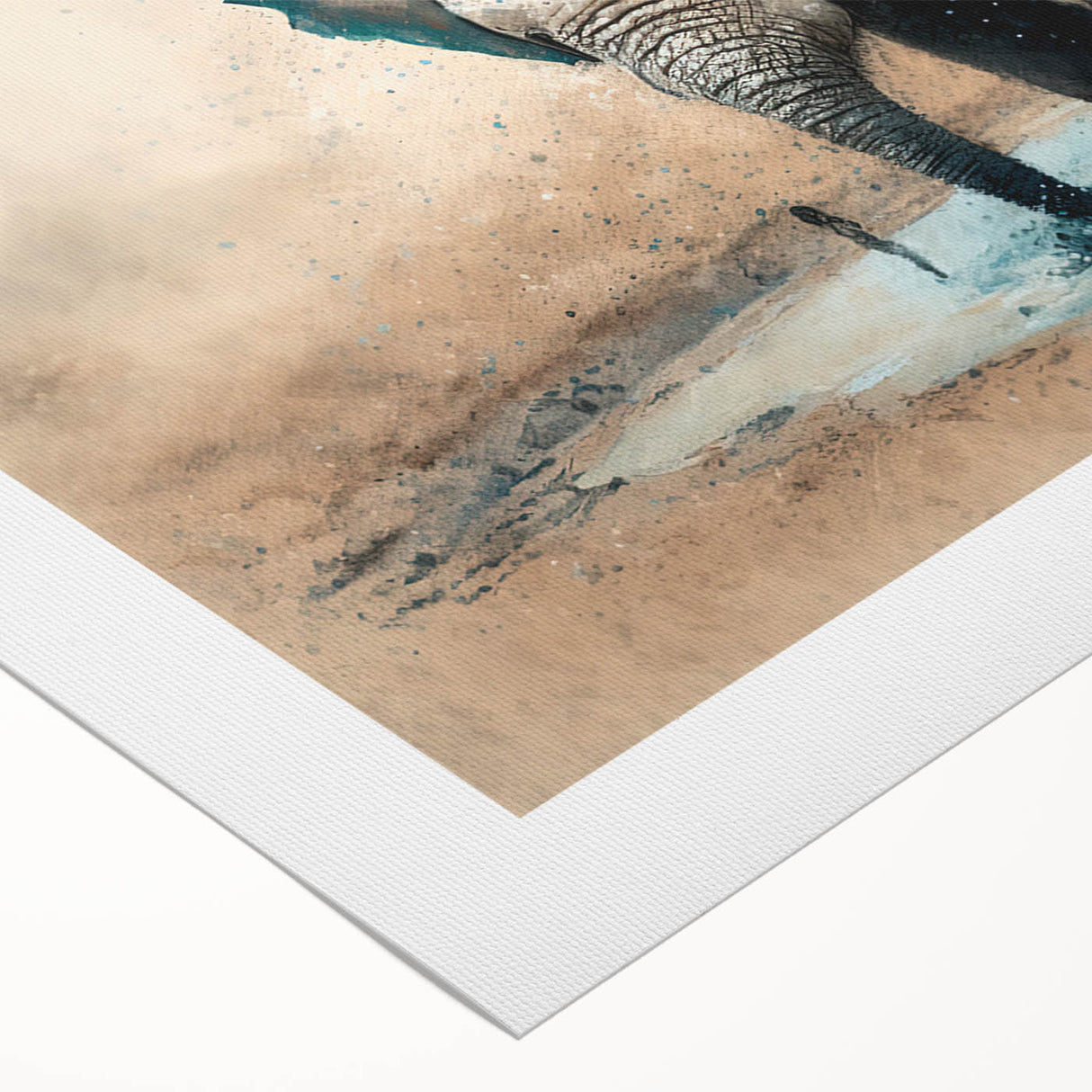 Elephant-themed rolled canvas wall art showcasing vibrant colors and intricate details, perfect for wildlife enthusiasts and modern decor. Ideal for animal lovers.