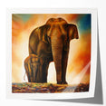 Stylish wall art showcasing a vibrant elephant design, perfect for wildlife enthusiasts, printed on high-quality canvas with a glossy finish. Ideal for home decor.