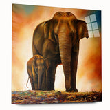 Acrylic glass wall art featuring a striking side view of an elephant design, showcasing intricate details and vibrant colors, perfect for wildlife enthusiasts and home décor.