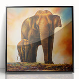 Framed wall art featuring a striking black and white elephant design, showcasing bold lines and intricate details, perfect for wildlife enthusiasts and modern decor.