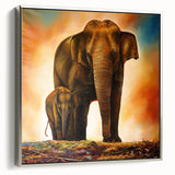 Framed canvas wall art featuring a silver-toned elephant design, showcasing intricate details and textures, perfect for enhancing modern decor in any room.