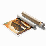 Elephant-themed wall art print showcasing a vibrant and detailed design of a majestic elephant, perfect for animal lovers and home decor enthusiasts. The artwork features intricate patterns and colors that celebrate wildlife, ideal for enhancing interior spaces.