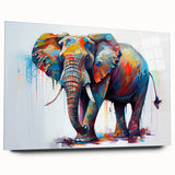 Elegant acrylic wall art showcasing a stunning side view of an elephant in a vibrant, colorful design. Perfect for wildlife enthusiasts and home decor lovers.