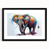 Framed black wall art featuring a beautifully detailed elephant design, ideal for wildlife enthusiasts, with a sleek mat and modern aesthetic for home decor.