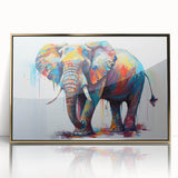 Framed wall art featuring a stunning gold-accented design of an elephant, showcasing intricate details against a vibrant backdrop, perfect for wildlife enthusiasts and home décor.