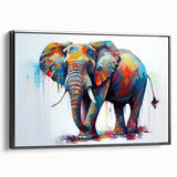 Framed canvas wall art depicting a side view of an elephant in a natural setting, showcasing intricate details and vibrant colors, perfect for wildlife enthusiasts.