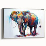 Framed canvas wall art depicting a majestic elephant in a silver tone, showcasing intricate details and textures, perfect for wildlife enthusiasts and home decor.