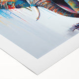 Elephant-themed wall art design on rolled canvas, showcasing intricate textures and vibrant colors, perfect for adding a touch of wildlife decor to any space.